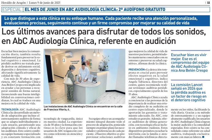 Centro Auditivo y Audífonos Zaragoza Abc en el periódico Heraldo de Aragón