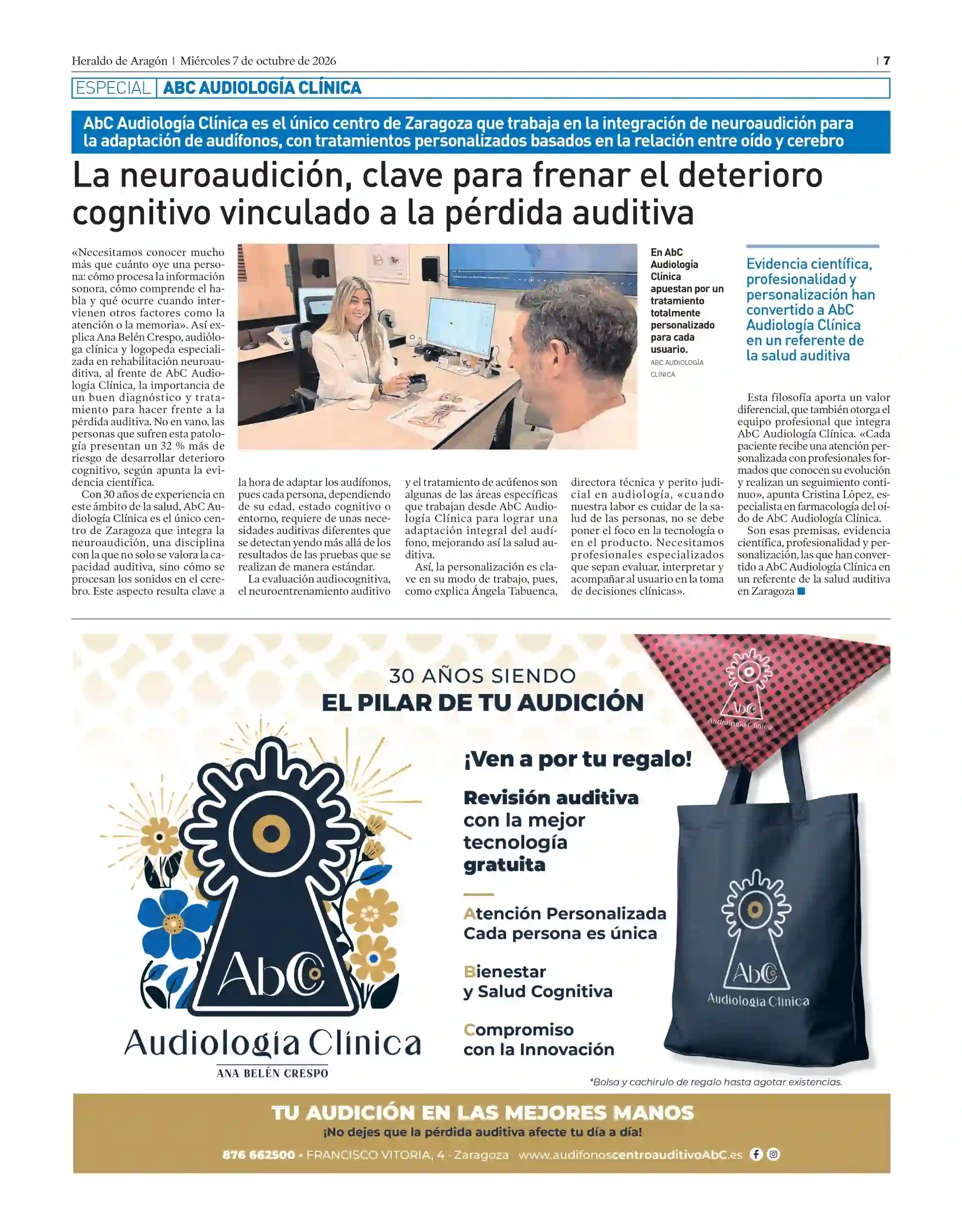 Centro auditivo y audífonos zaragoza AbC en heraldo de aragón con motivo de las fiestas del pilar